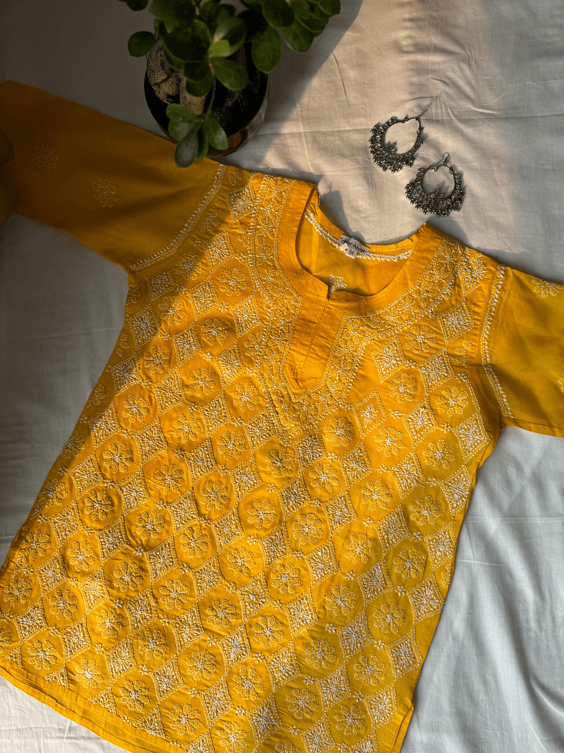 Handmade Fusion Chikankari Short Kurti - Chowkhat Lifestyle