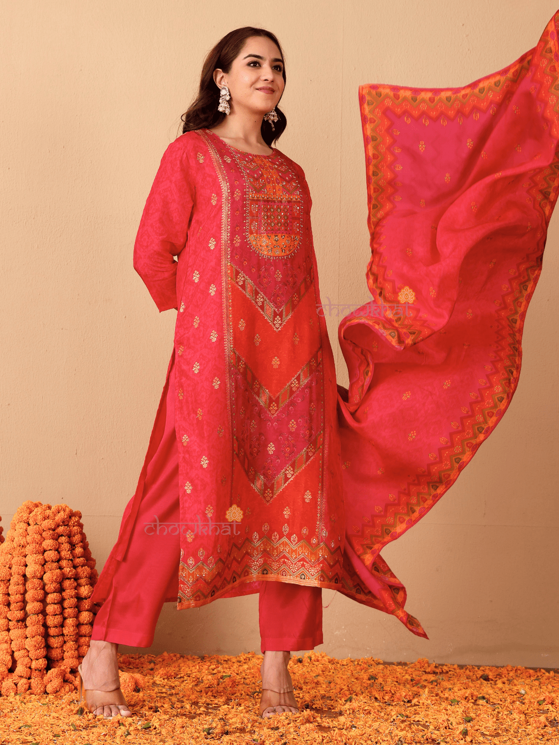 Naira Zari Silk 3 Piece Stitched Suit Set with Handwork - Chowkhat Lifestyle