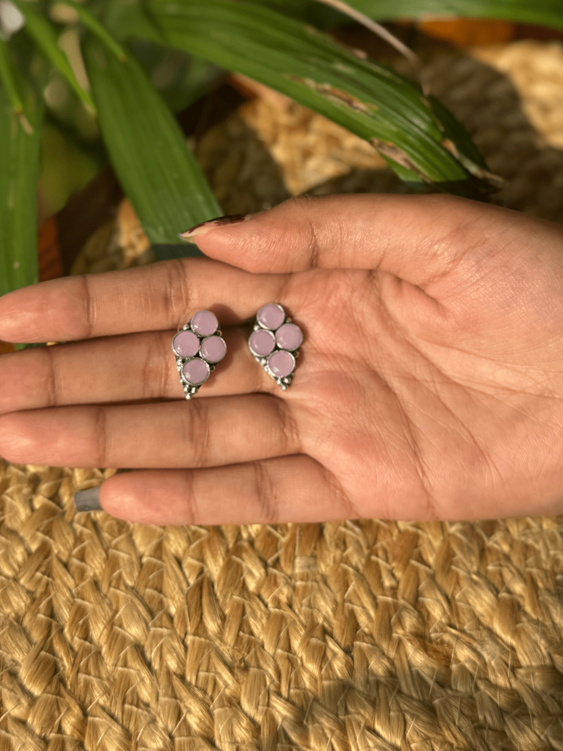 German Silver Polki Stud Earrings - Chowkhat Lifestyle
