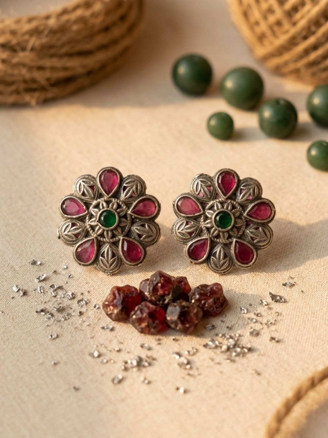 Bloom Floral Oxidised Earrings - Chowkhat Lifestyle