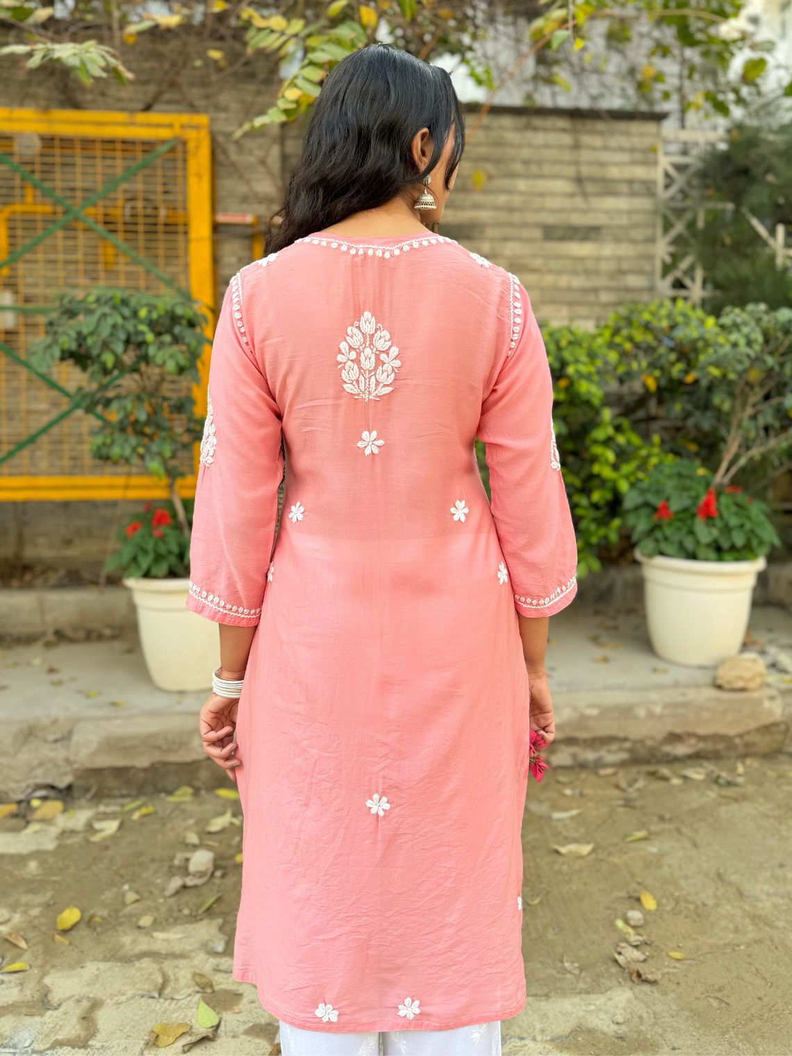 Sehar Chanderi Chikankari Straight Kurti