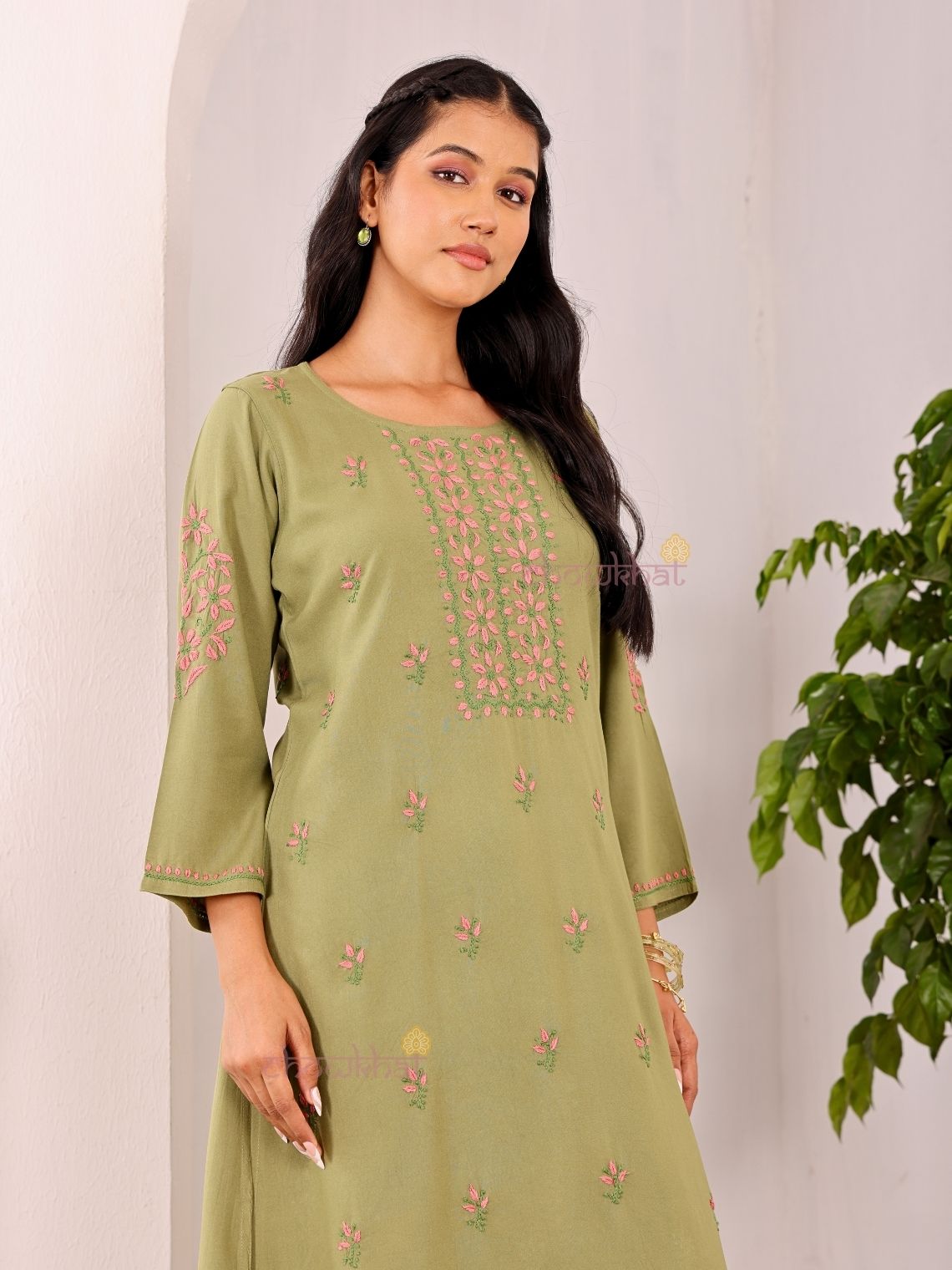 Heer Premium Rayon Straight Chikankari Kurti - Chowkhat Lifestyle