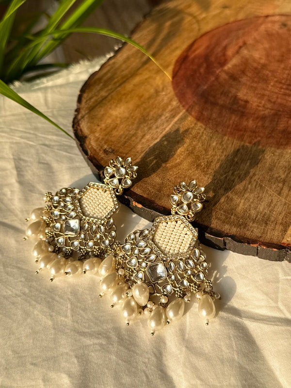 Polki Pearl Handcrafted Earrings - Chowkhat Lifestyle