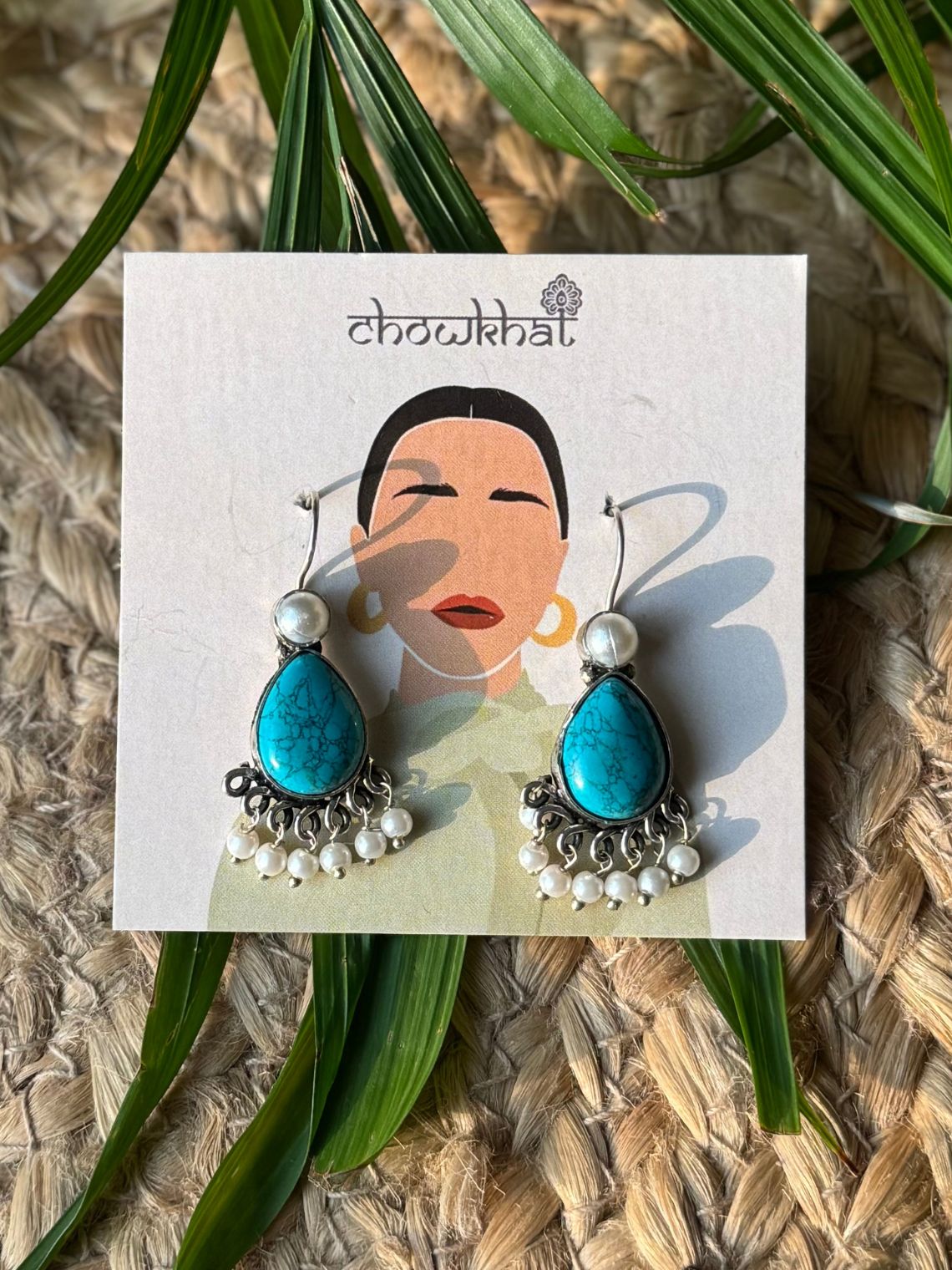 German Silver Pearl Hanging Earrings - Chowkhat Lifestyle