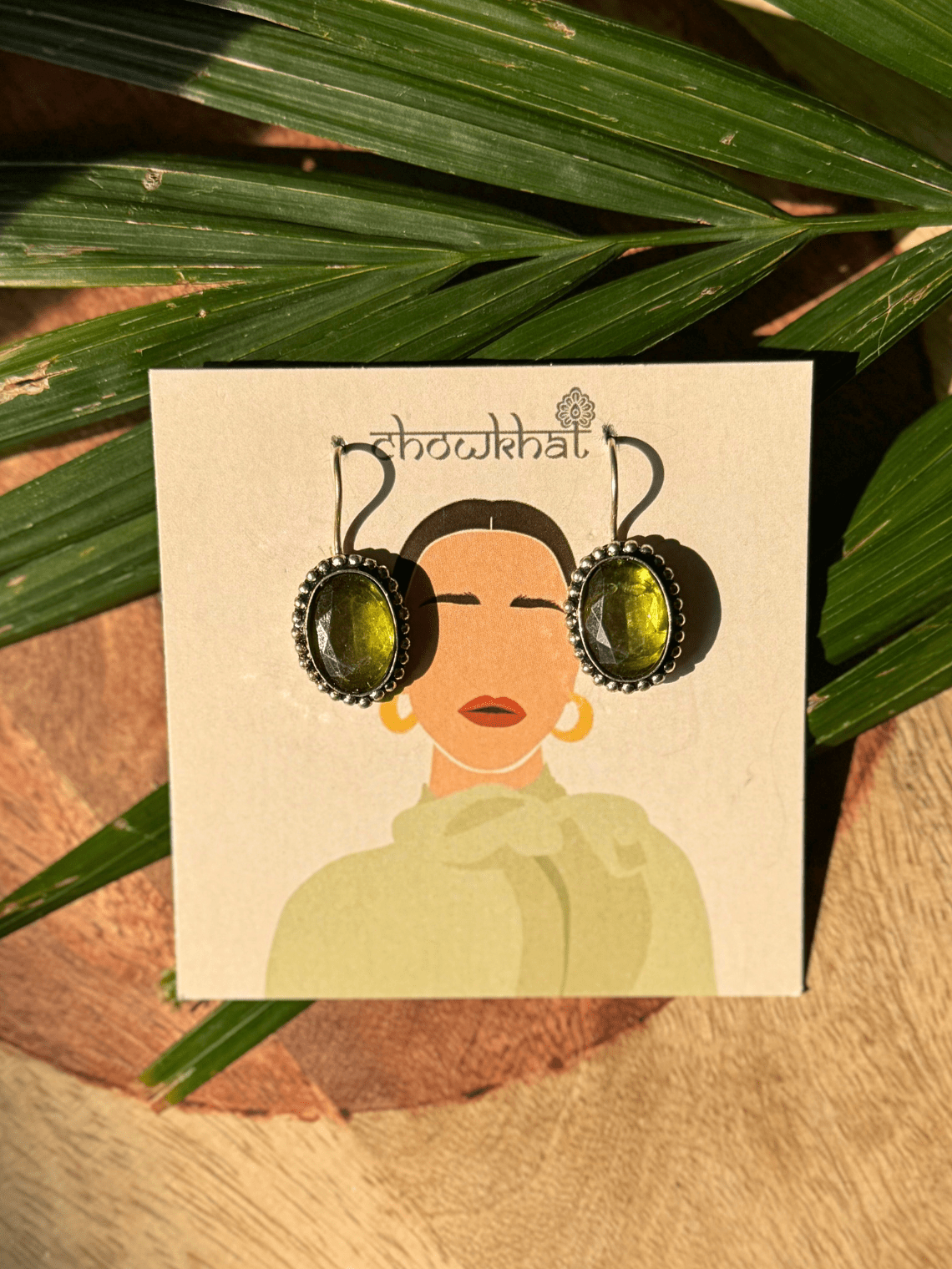 Hanging German Silver Stone Earrings - Chowkhat Lifestyle