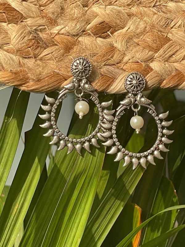 Chandbali with Pearl German Silver Earrings - Chowkhat Lifestyle