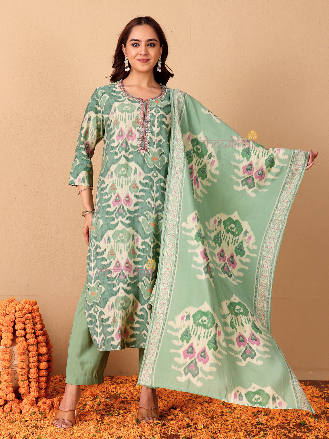 Kashvi Hand Embroidered Printed Modal Muslin 3 Piece Stitched Suit Set