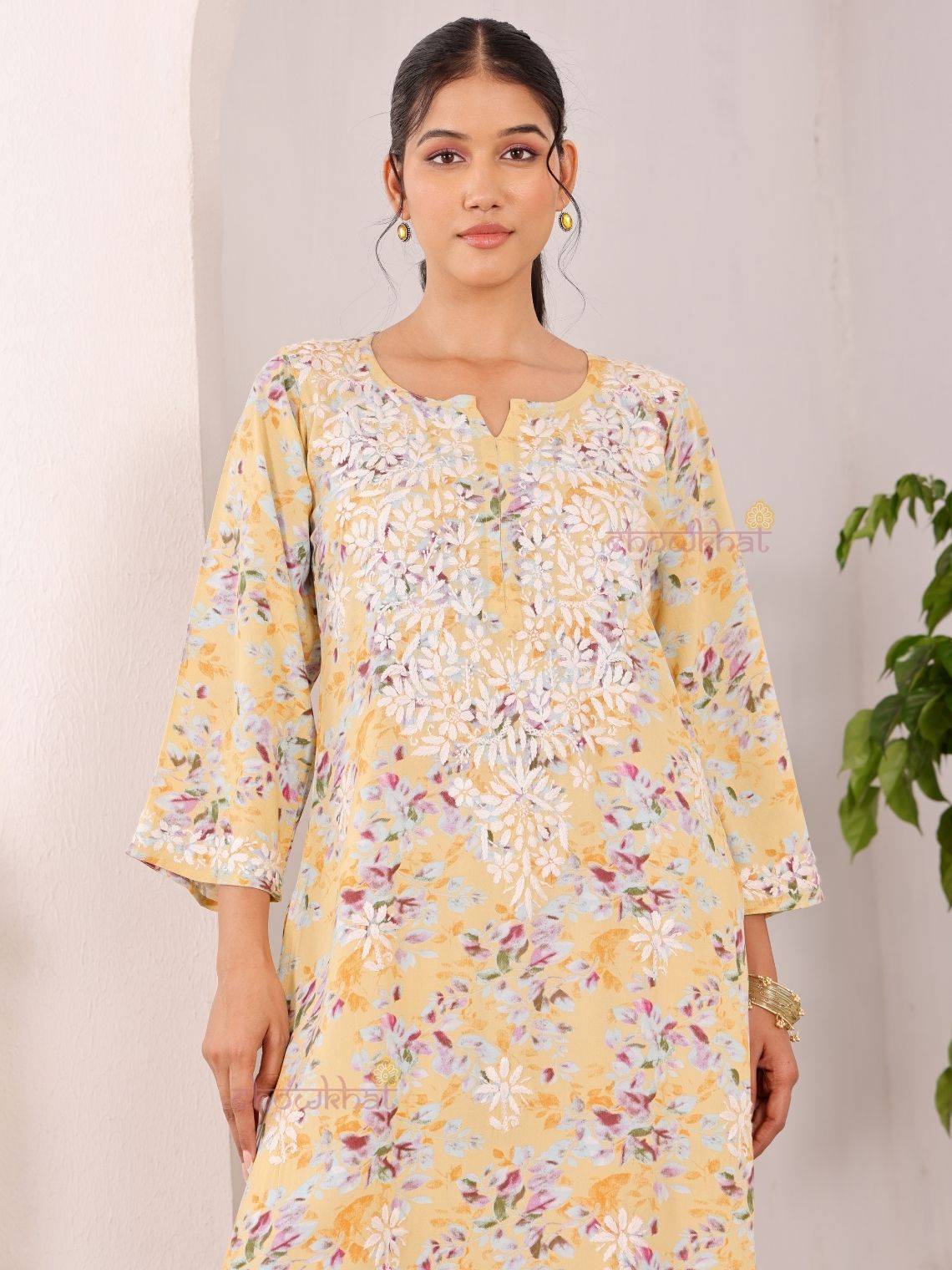 Ishani Rayon Printed Straight Chikankari Kurti - Chowkhat Lifestyle