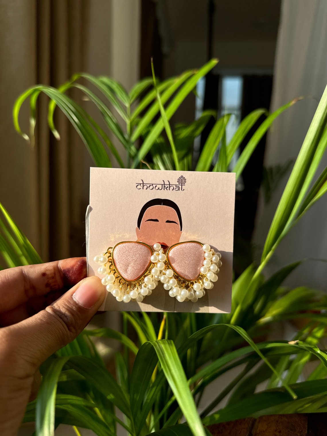 Peach Stud Pearl Earrings - Chowkhat Lifestyle