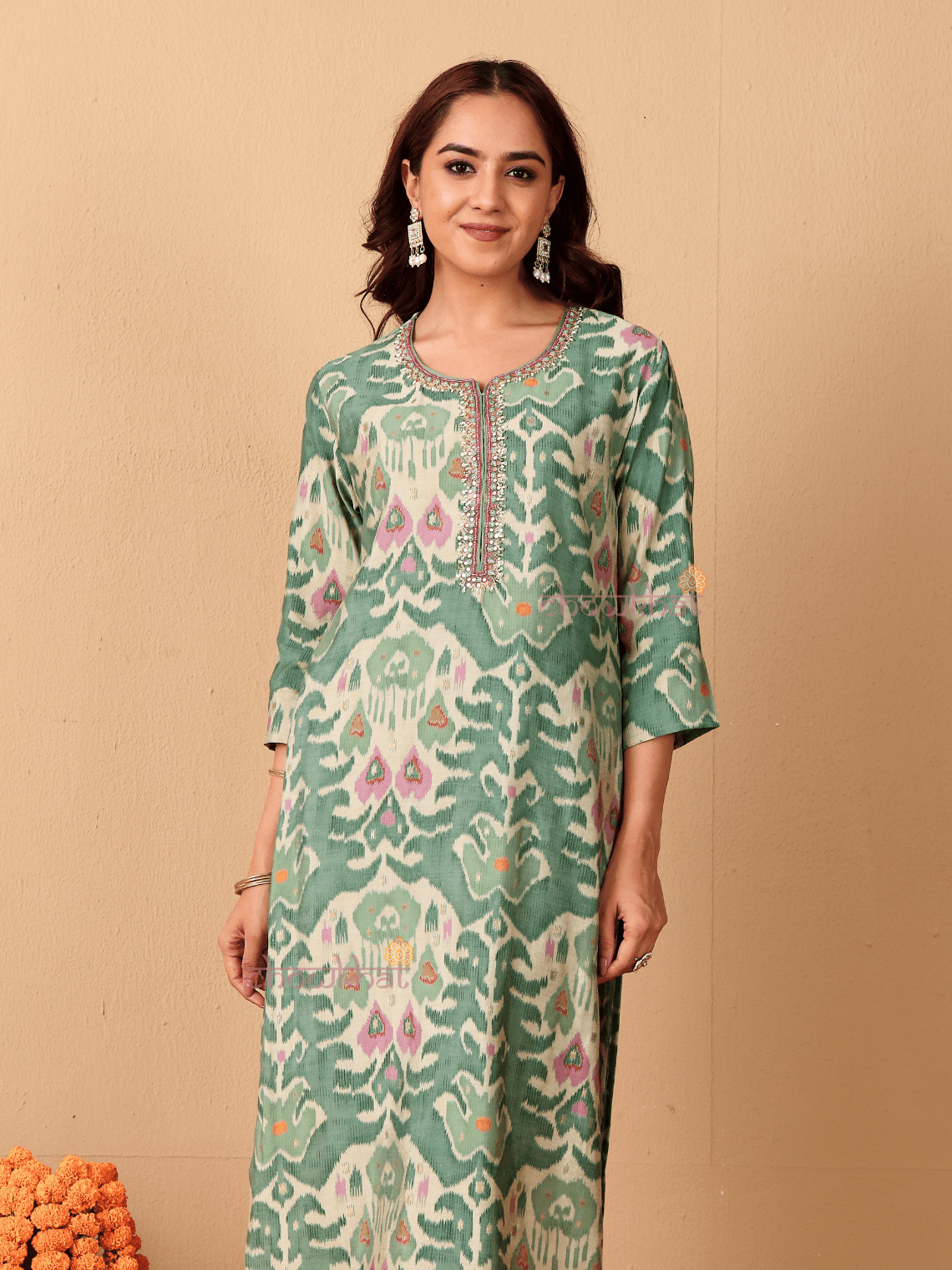 Kashvi Hand Embroidered Printed Modal Muslin 3 Piece Stitched Suit Set - Chowkhat Lifestyle