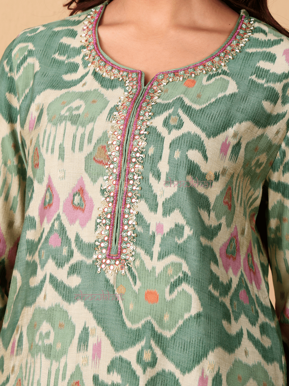 Kashvi Hand Embroidered Printed Modal Muslin 3 Piece Stitched Suit Set - Chowkhat Lifestyle