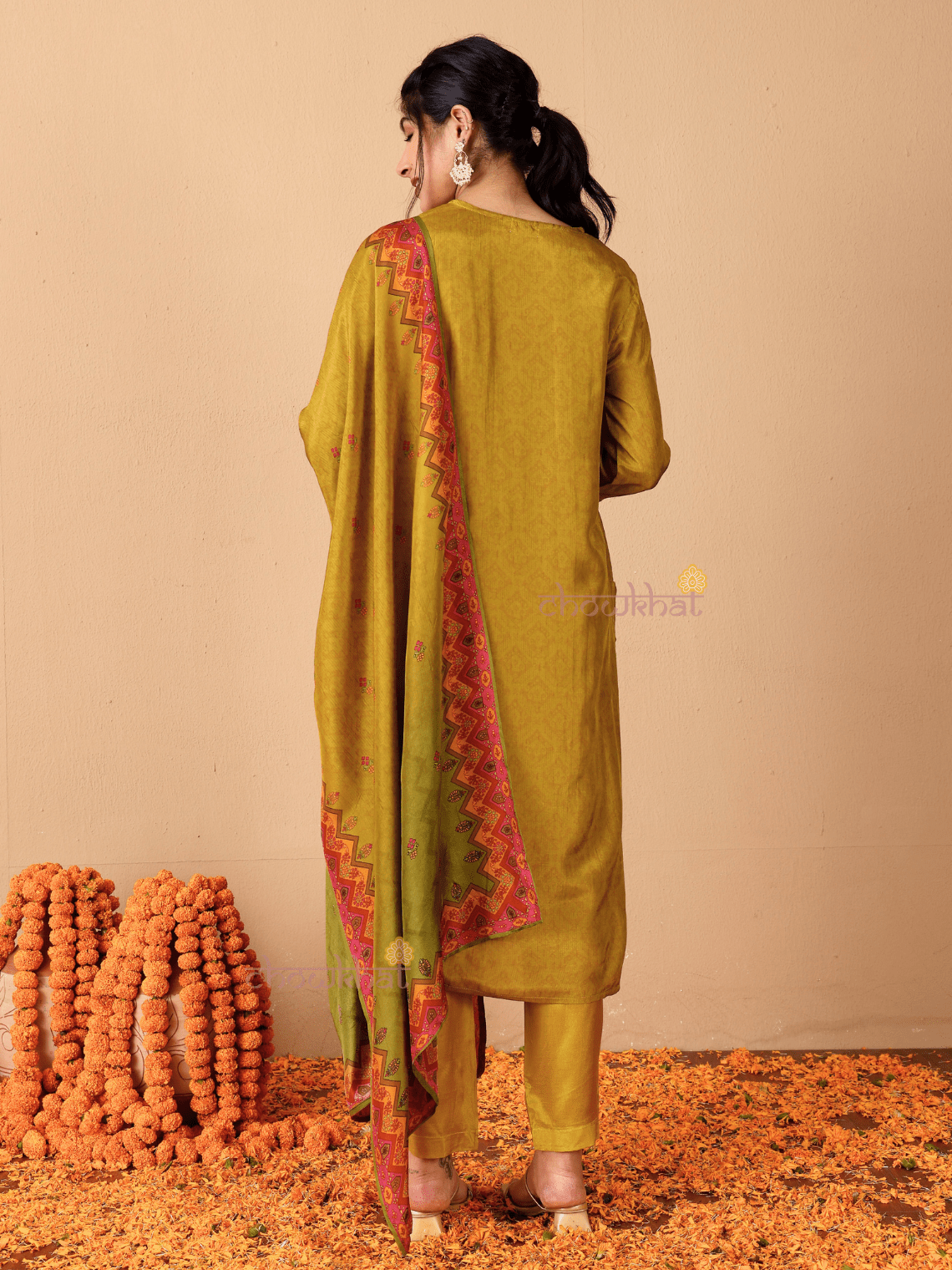 Naira Zari Silk 3 Piece Stitched Suit Set with Handwork - Chowkhat Lifestyle