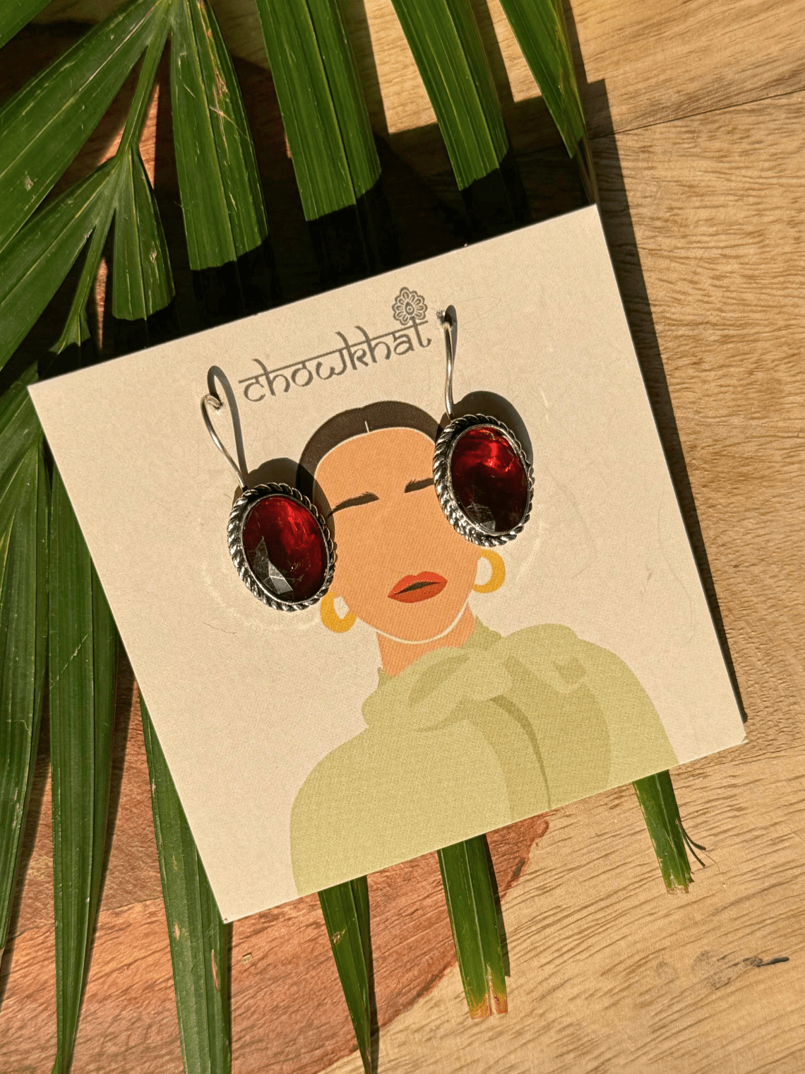 Hanging German Silver Stone Earrings - Chowkhat Lifestyle