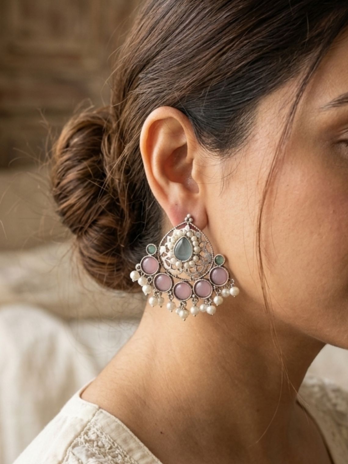 Royal Pearl Oxidised Earrings - Chowkhat Lifestyle