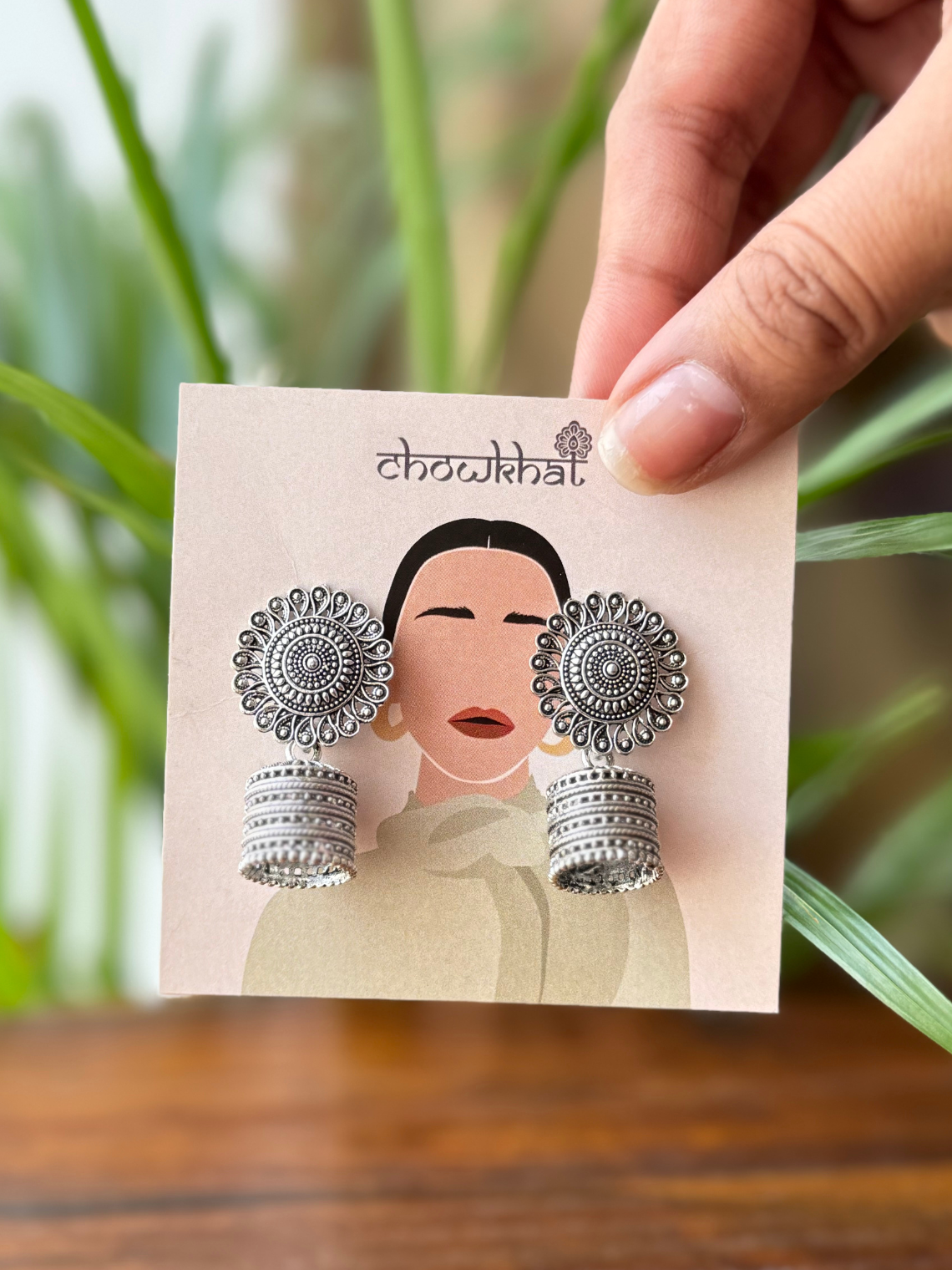 Oxidised Silver Jhumki Earrings