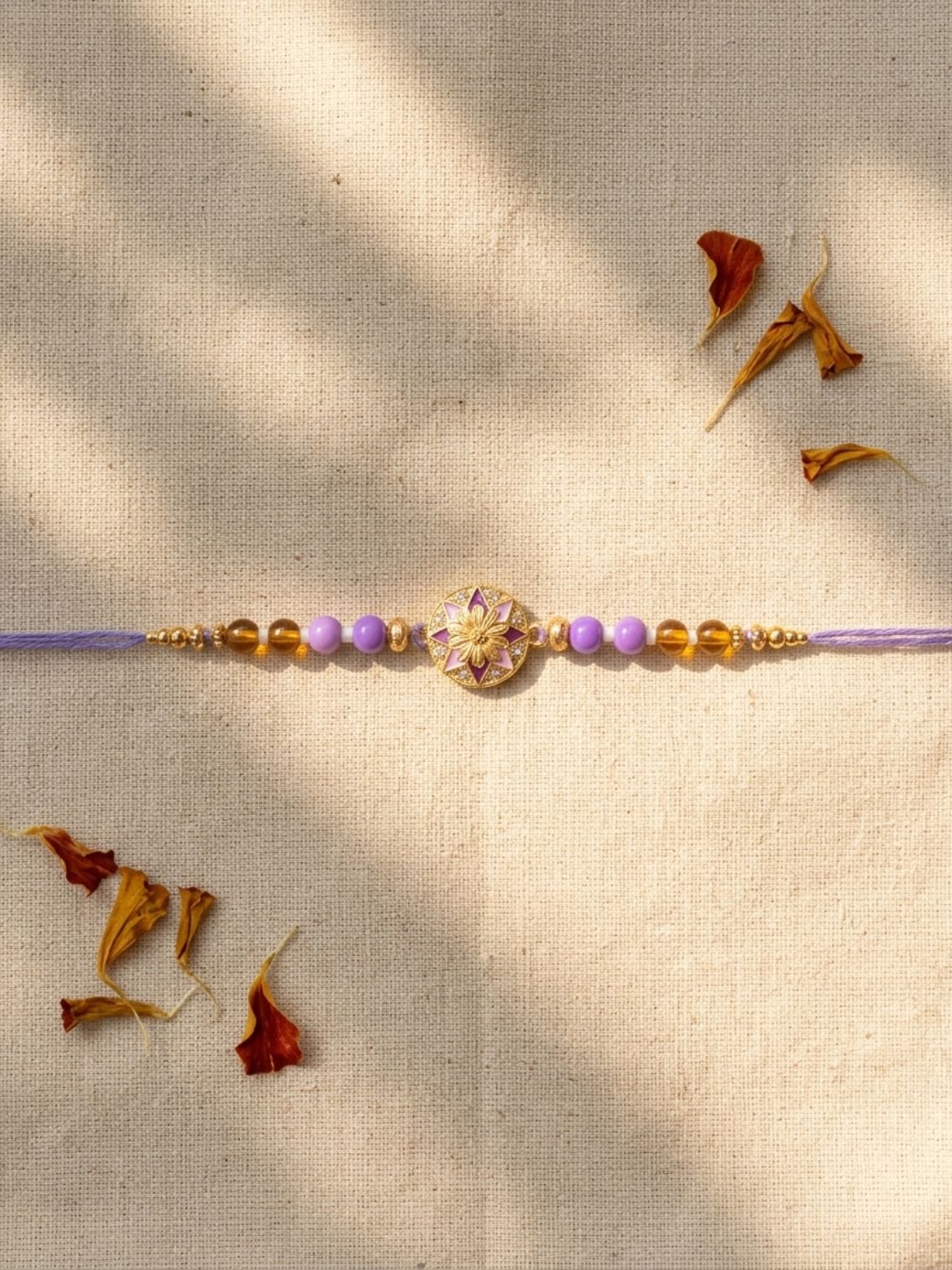 Kundan Handcrafted Rakhi - Purple