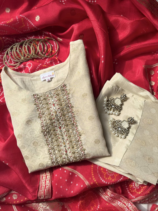 Parisha Tissue Organza Stitched Suit Set with Handwork - Chowkhat Lifestyle