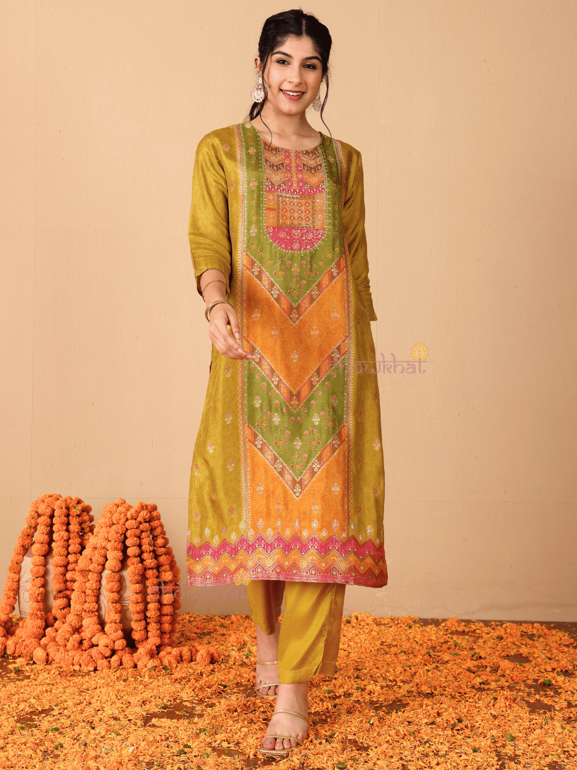 Naira Zari Silk 3 Piece Stitched Suit Set with Handwork - Chowkhat Lifestyle