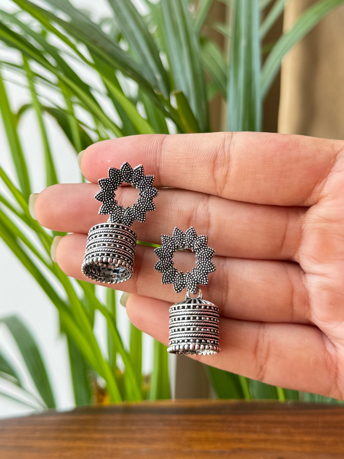 Handcrafted Flower Jhumki Earrings