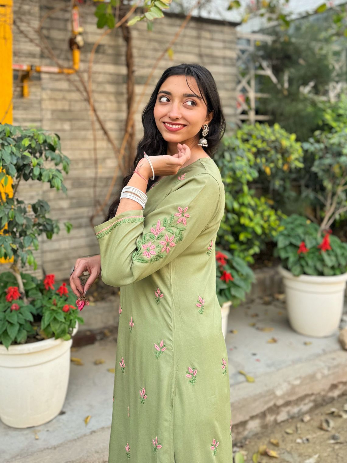 Heer Premium Rayon A-line Chikankari Kurti