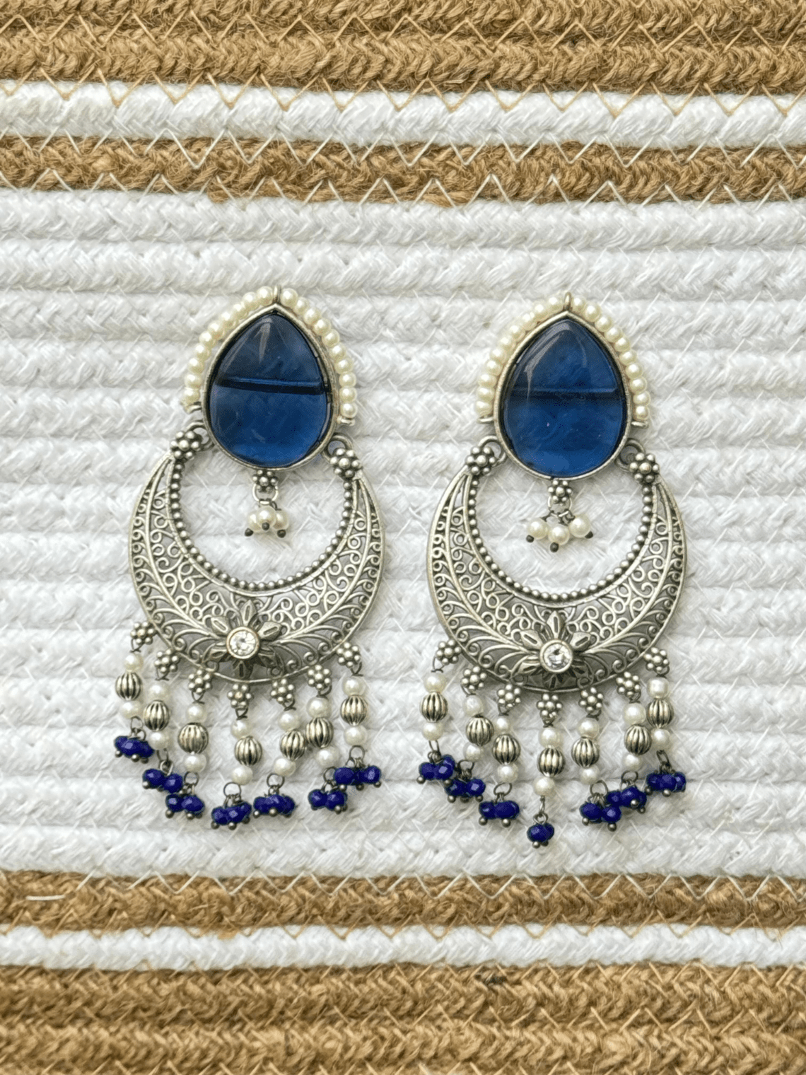 German Silver Oxidised Dangler Earrings - Chowkhat Lifestyle