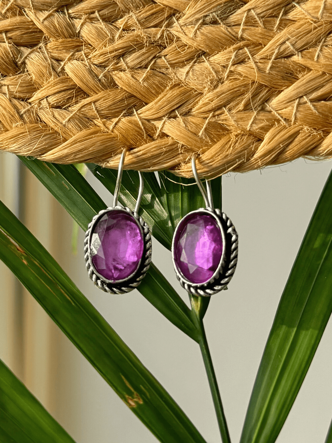 Hanging German Silver Stone Earrings - Chowkhat Lifestyle