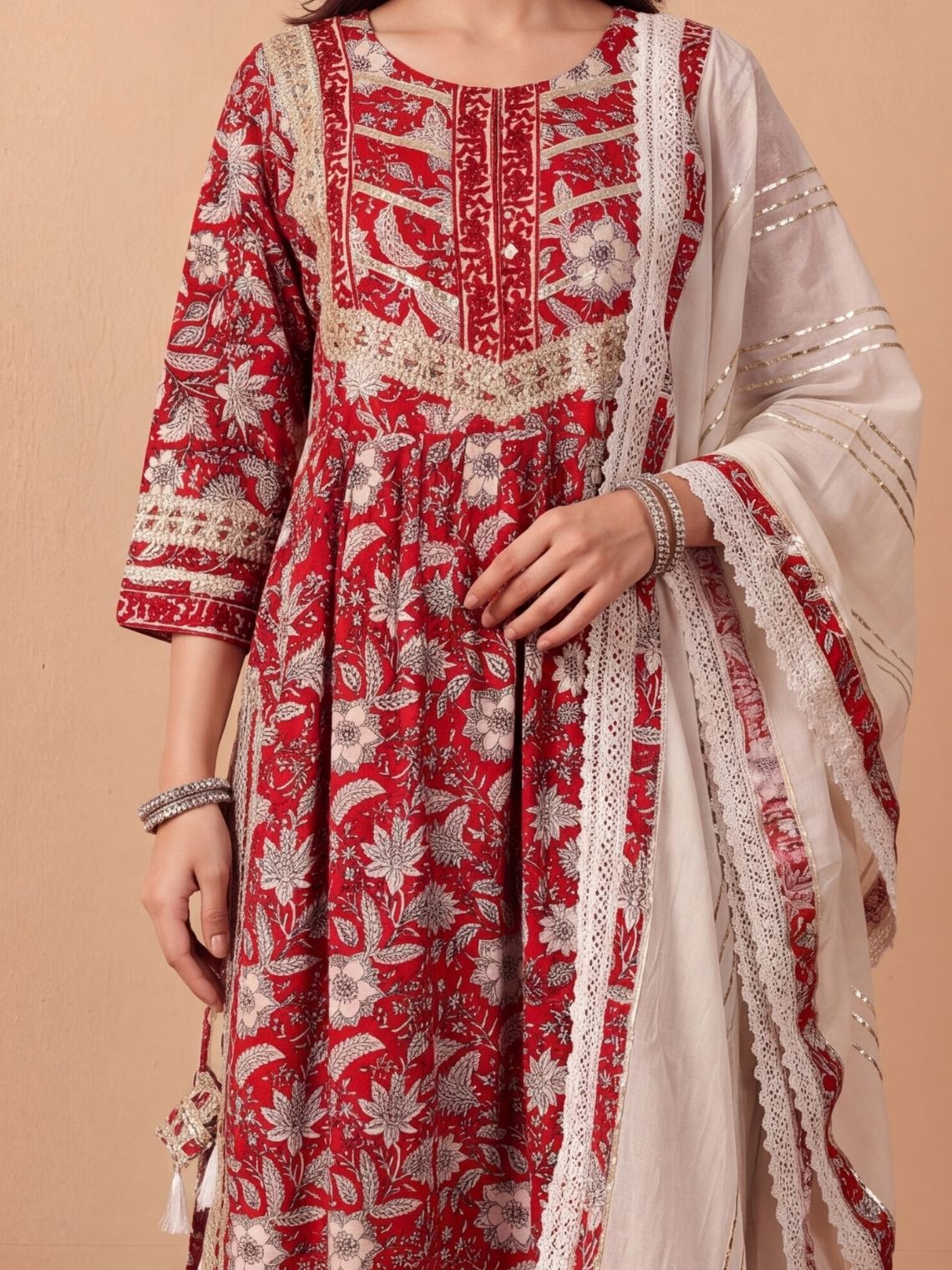 Printed Cotton Suit set with Gota Work - Chowkhat Lifestyle