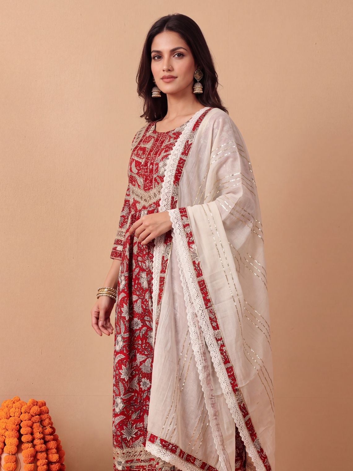 Printed Cotton Suit set with Gota Work - Chowkhat Lifestyle