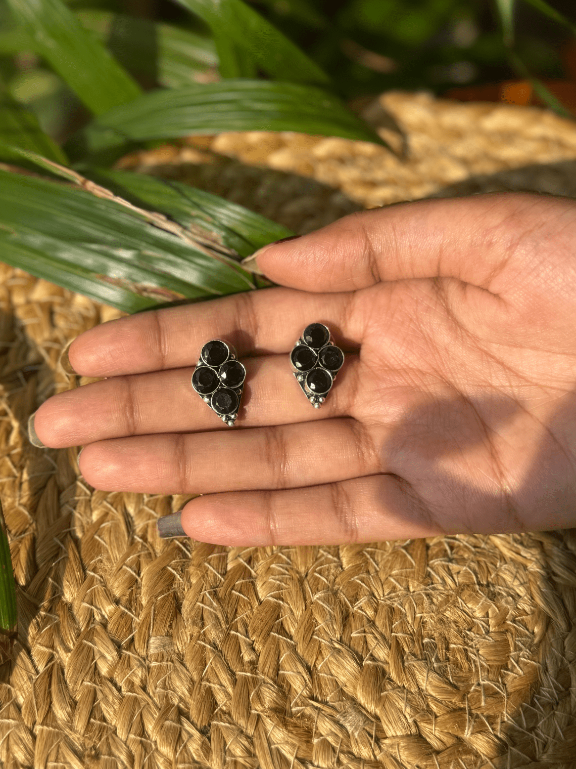 German Silver Polki Stud Earrings - Chowkhat Lifestyle