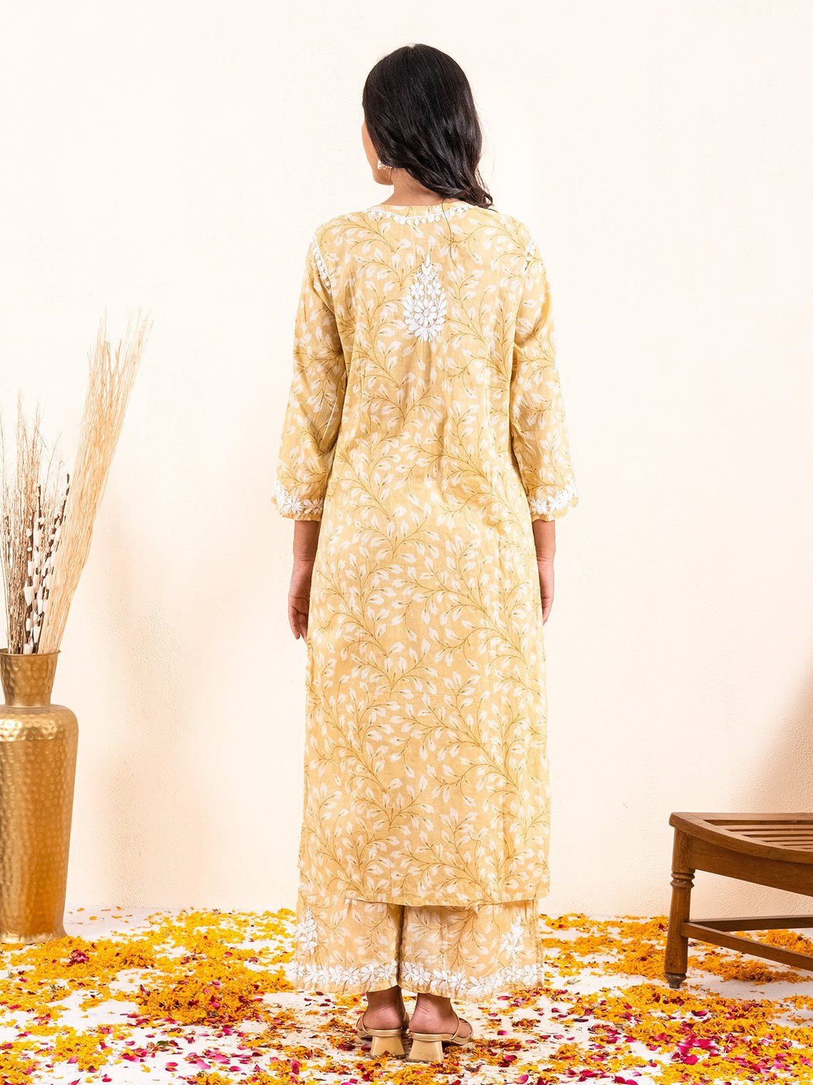 Gulnar Mul Cotton Chikankari Kurti & Palazzo Set - Chowkhat Lifestyle