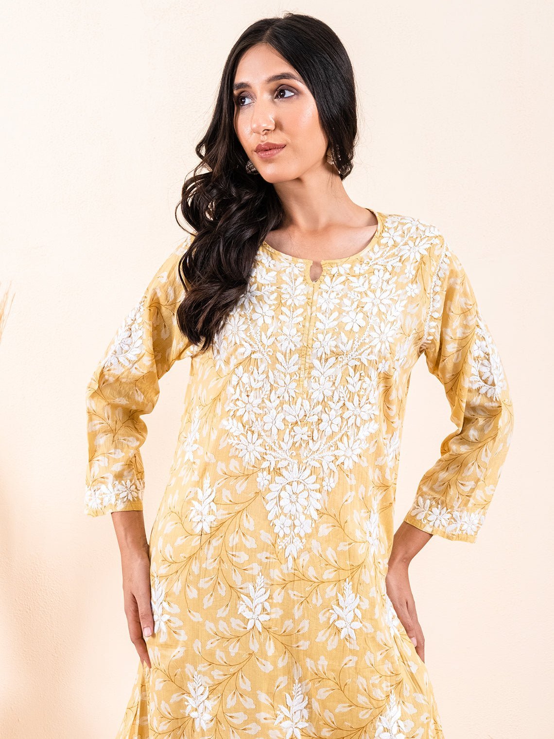 Gulnar Mul Cotton Chikankari Kurti & Palazzo Set - Chowkhat Lifestyle