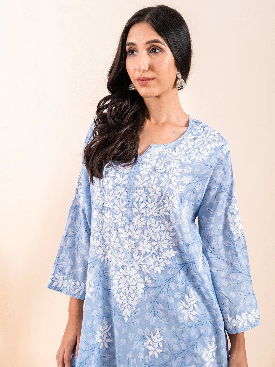 Gulnar Mul Cotton Chikankari Kurti & Palazzo Set - Chowkhat Lifestyle