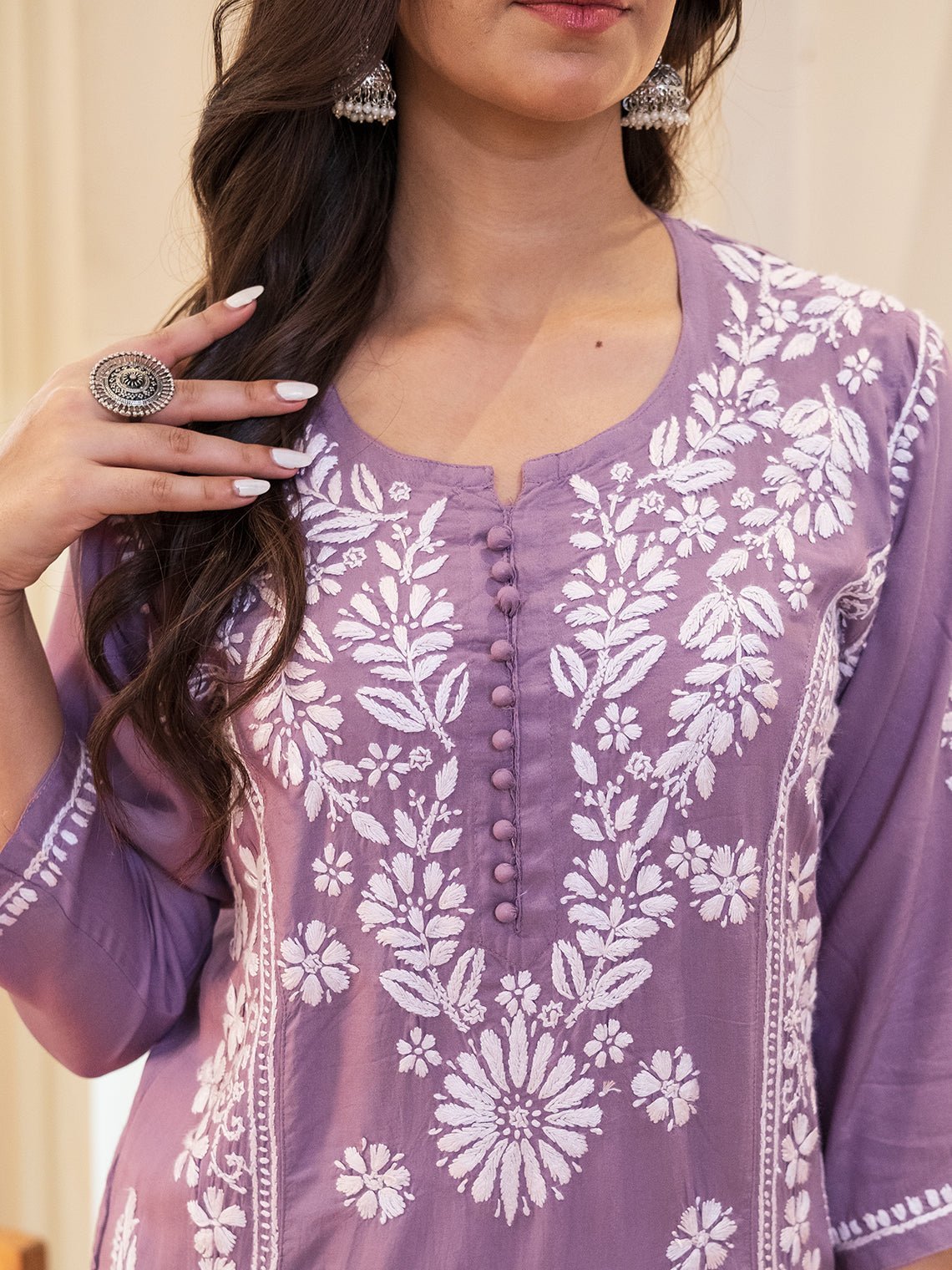 Azina Premium Modal Straight Chikankari Kurti - Chowkhat Lifestyle