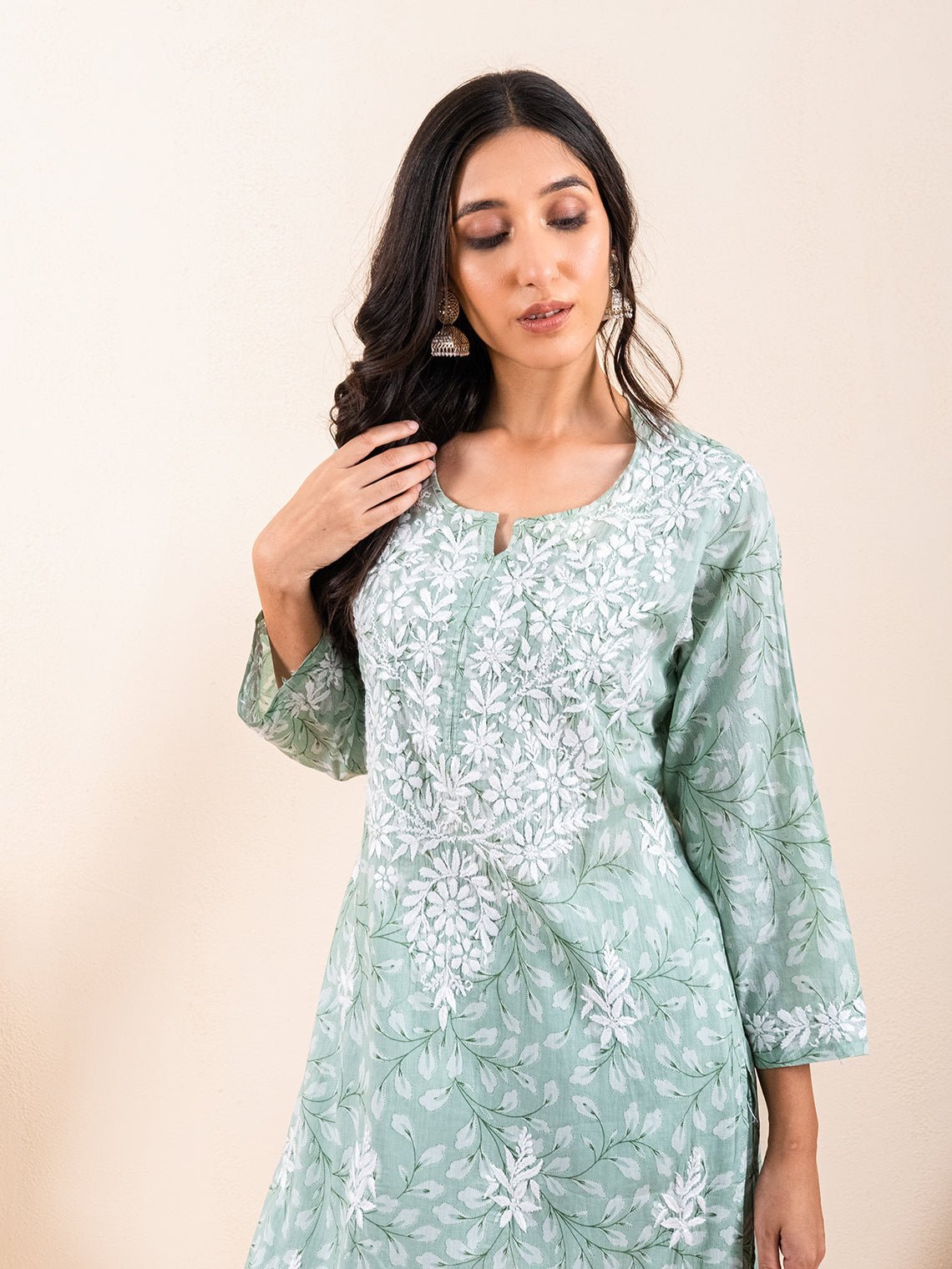 Gulnar Mul Cotton Chikankari Kurti & Palazzo Set - Chowkhat Lifestyle