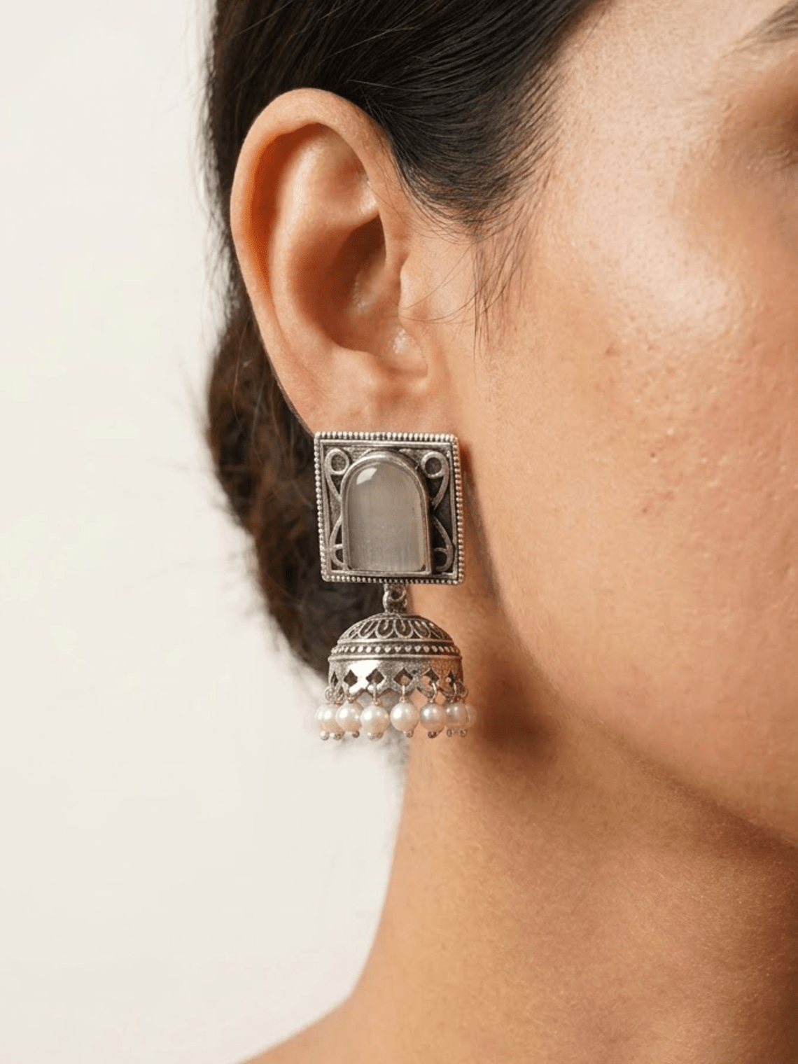 Ember Square German Silver Jhumki Earrings - Chowkhat Lifestyle