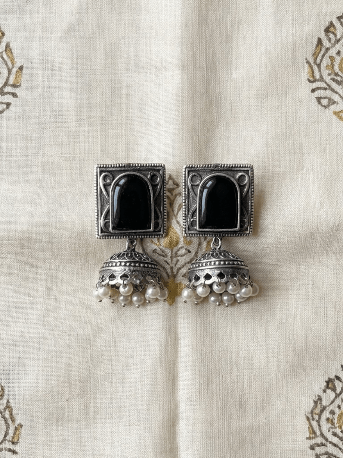 Ember Square German Silver Jhumki Earrings - Chowkhat Lifestyle