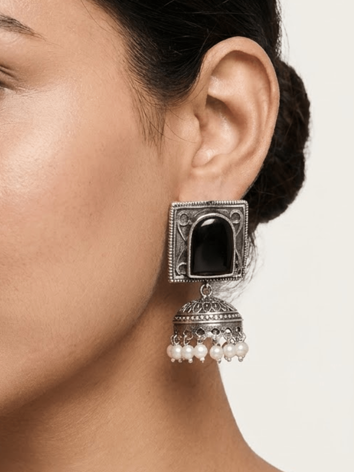 Ember Square German Silver Jhumki Earrings - Chowkhat Lifestyle