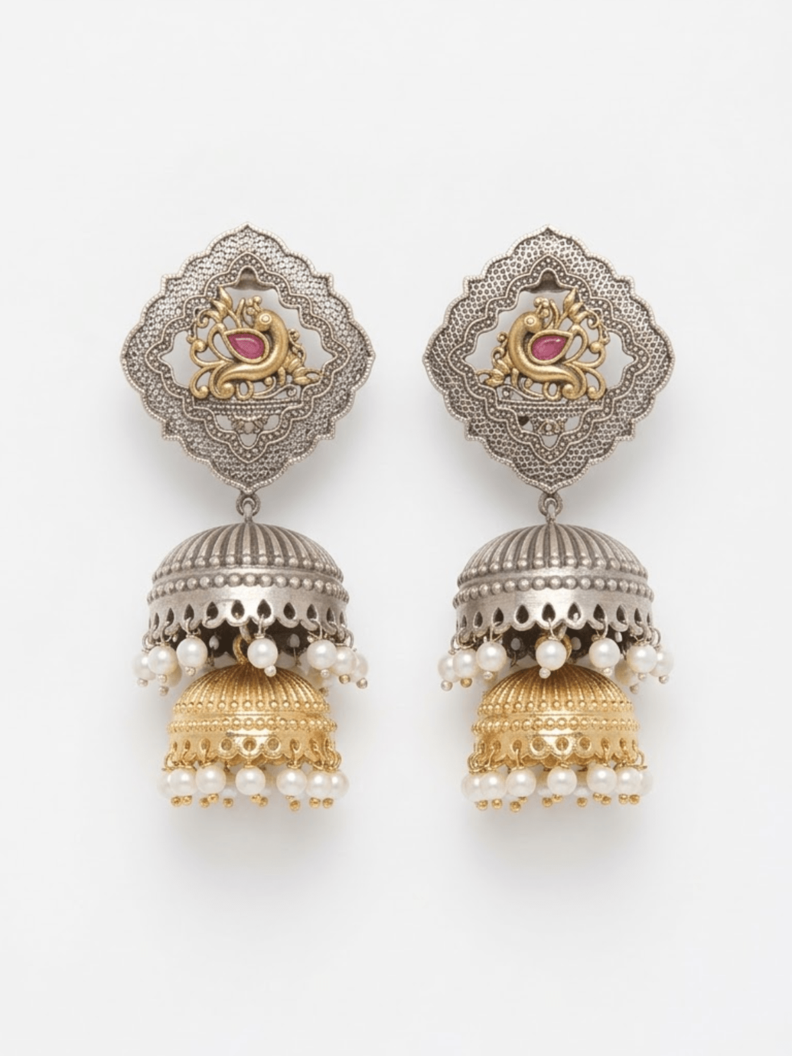 Drizzly German Silver Jumka Earrings - Chowkhat Lifestyle