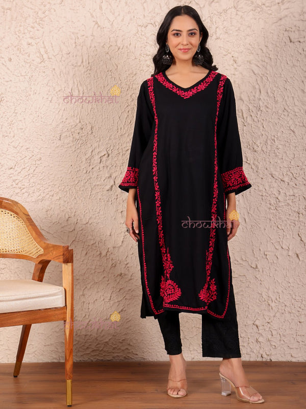 Leila Straight Rayon Chikankari Kurti - Chowkhat Lifestyle