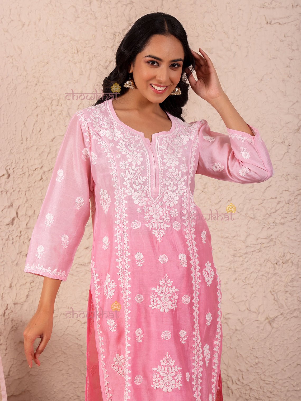 Isla Chanderi Stitched Suit Set With Chikankari - Chowkhat Lifestyle