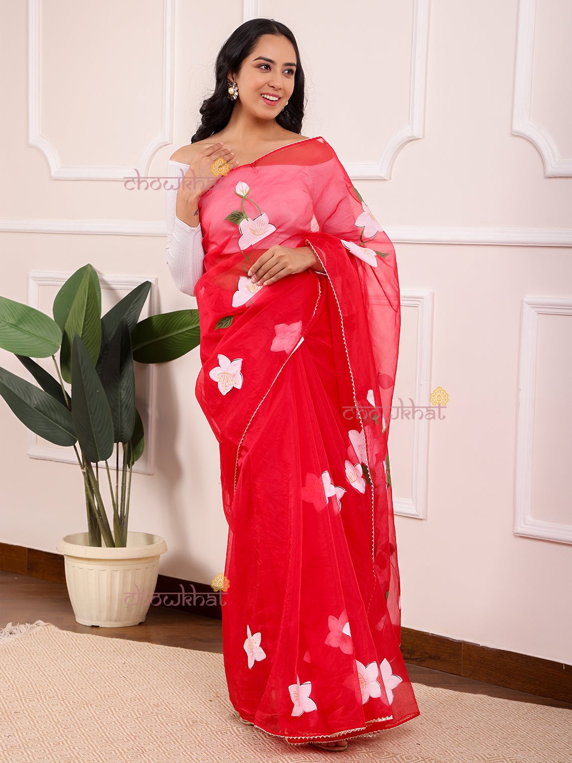 Arshiya Hand Painted Organza Saree - Chowkhat Lifestyle