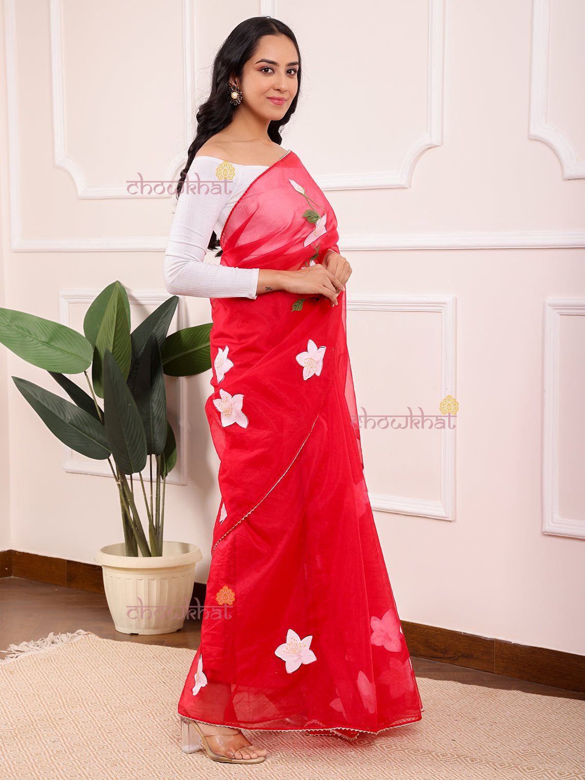 Arshiya Hand Painted Organza Saree - Chowkhat Lifestyle