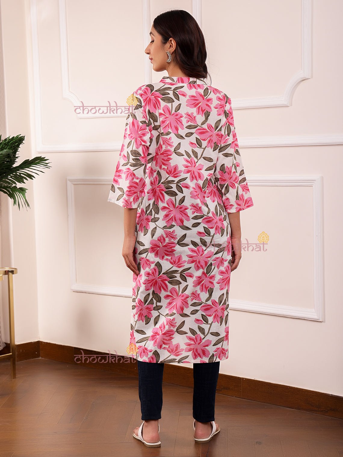 Anika Hand Printed Cotton Kurti with Sequence work - Chowkhat Lifestyle