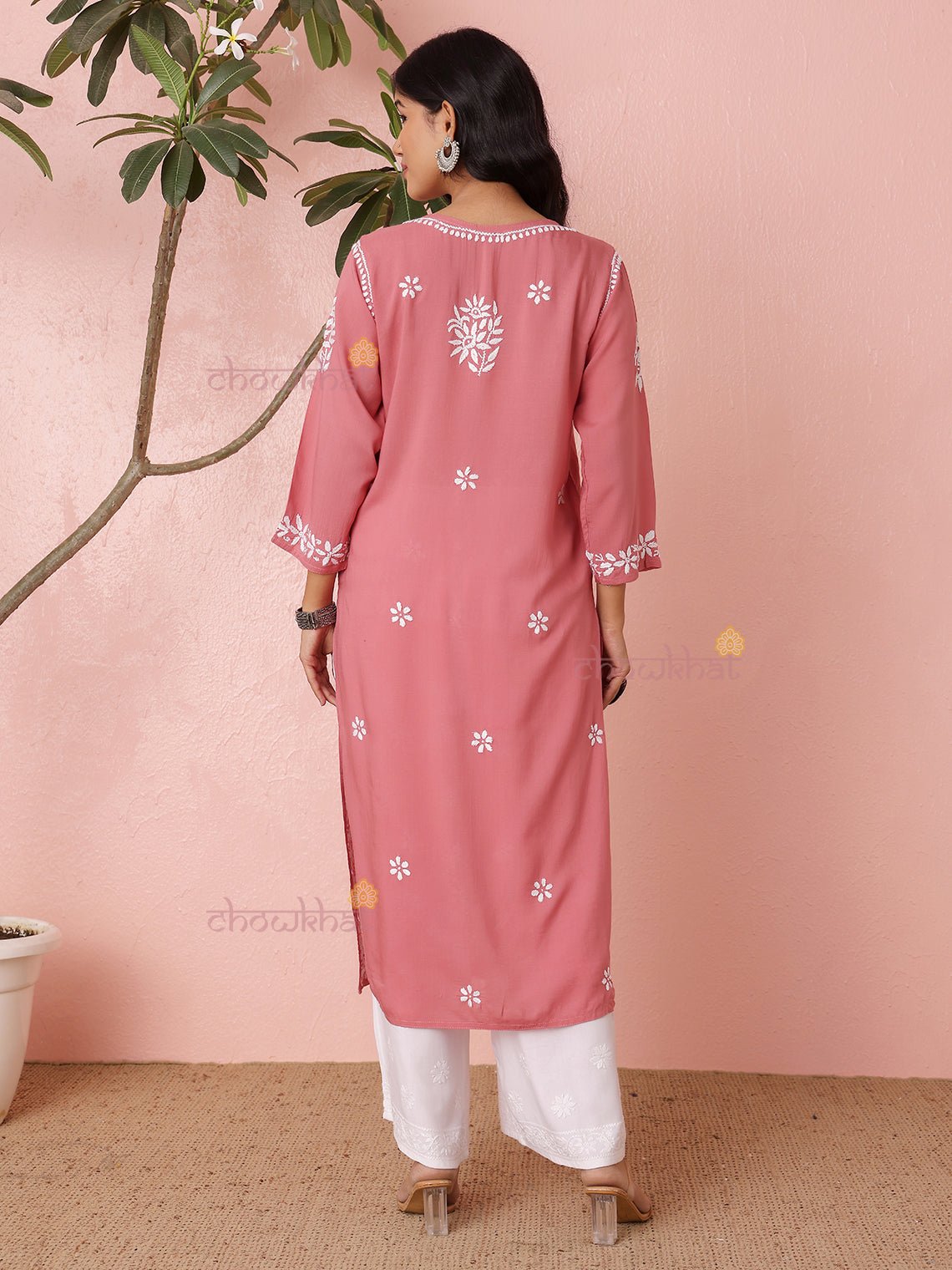 Fiza Premium Modal Straight Chikankari Kurti - Chowkhat Lifestyle