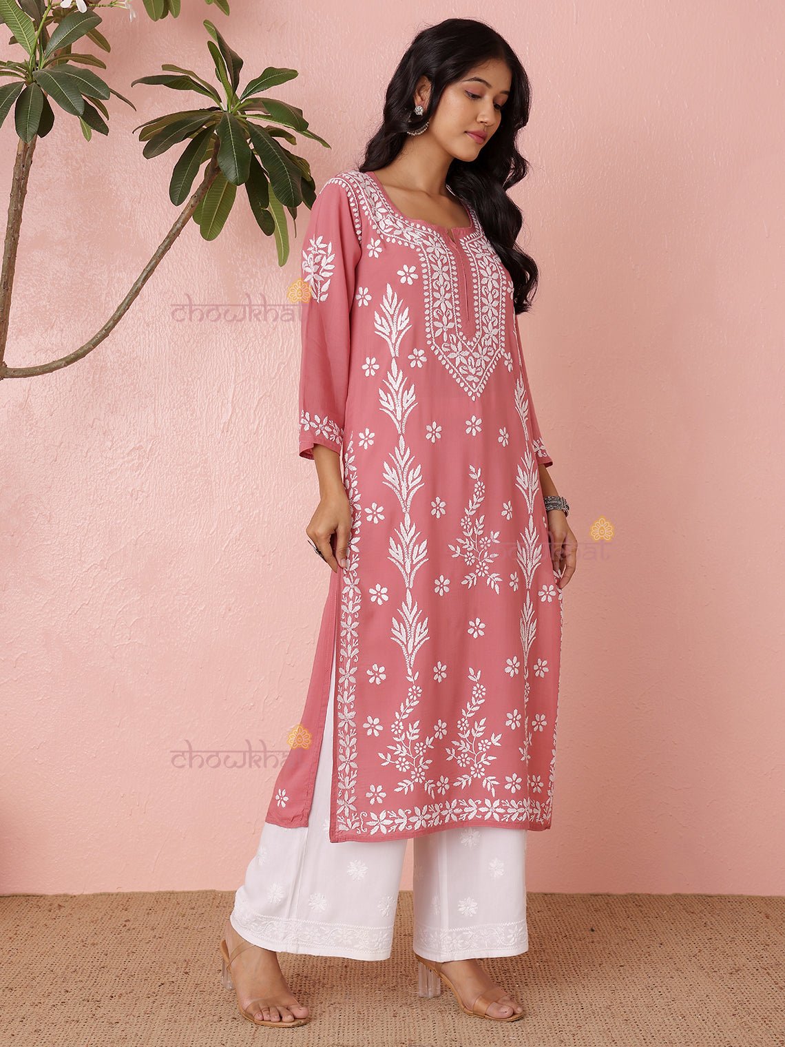 Fiza Premium Modal Straight Chikankari Kurti - Chowkhat Lifestyle