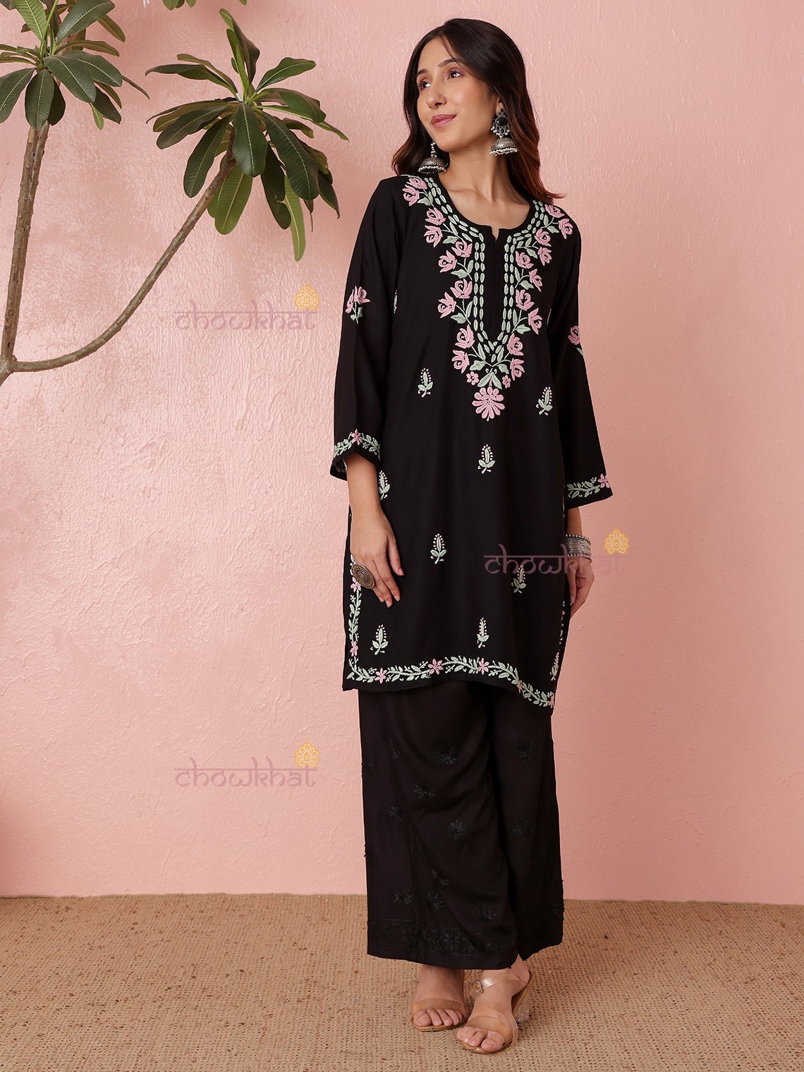 Mriga Premium Rayon Straight Multi Color Chikankari Kurti - Chowkhat Lifestyle