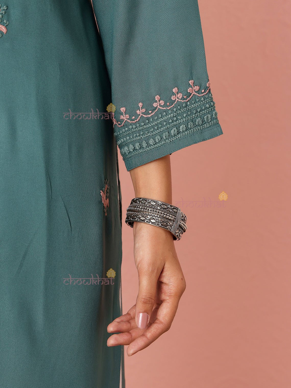 Viana Premium Rayon Straight Multi Color Chikankari Kurti - Chowkhat Lifestyle