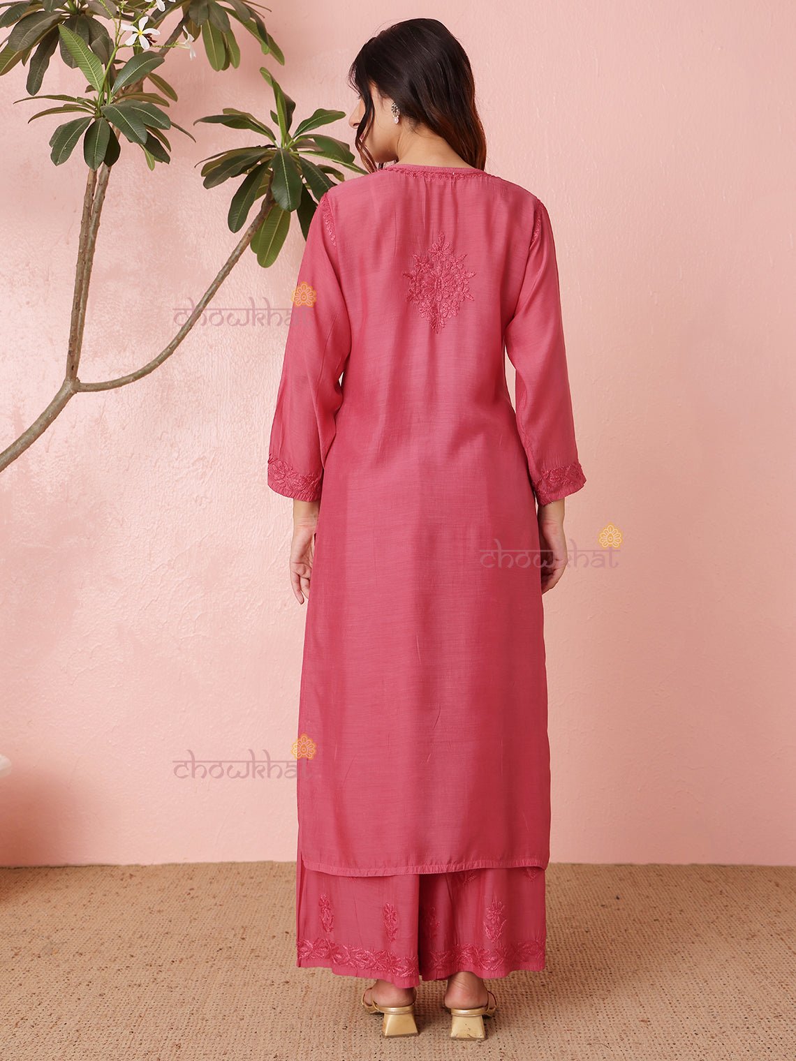 Lavina Premium Muslin Chikankari Kurti & Palazzo Set - Chowkhat Lifestyle
