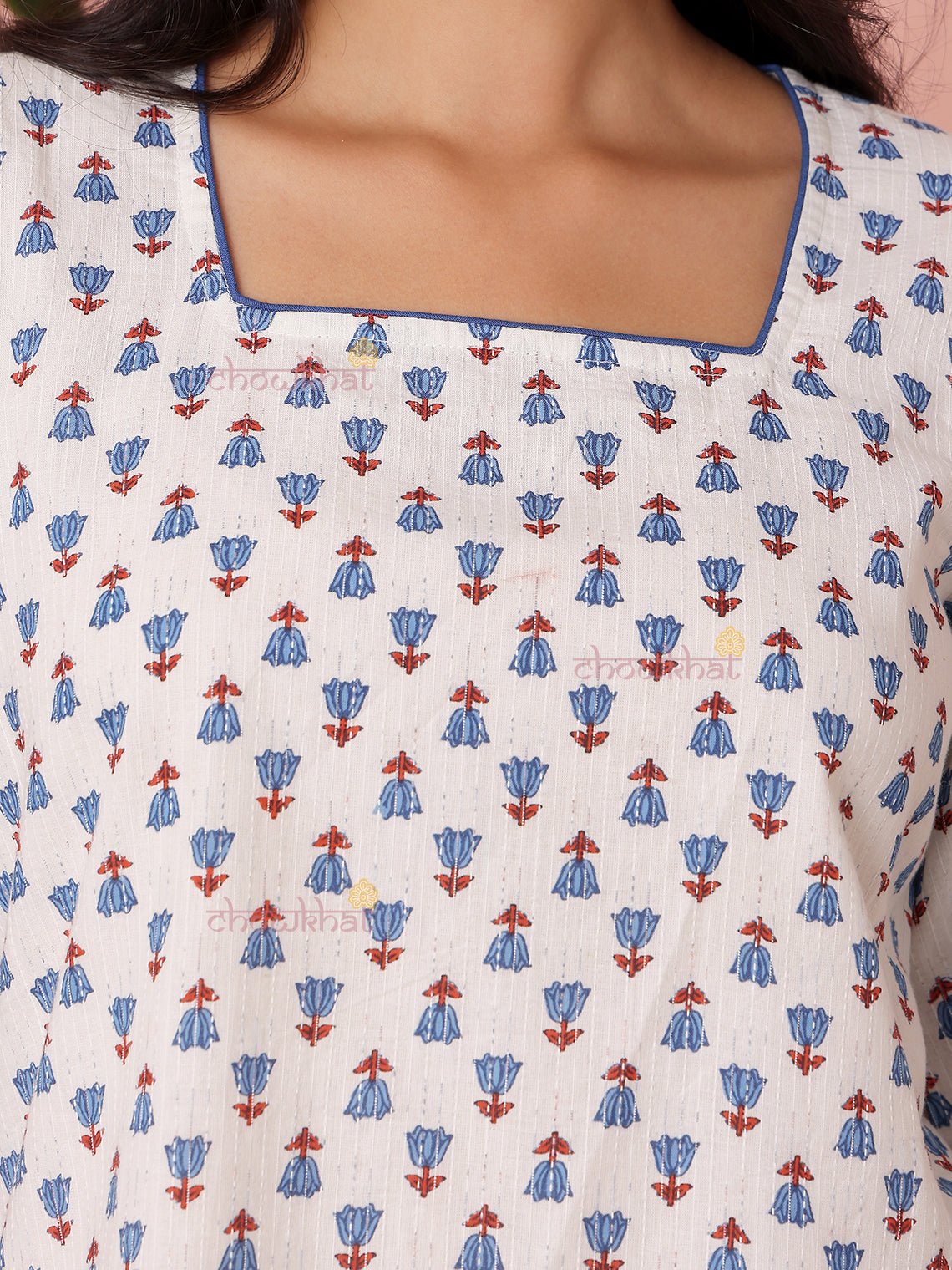 Arushi Short Hand Printed Cotton Kurti with Lining - Chowkhat Lifestyle