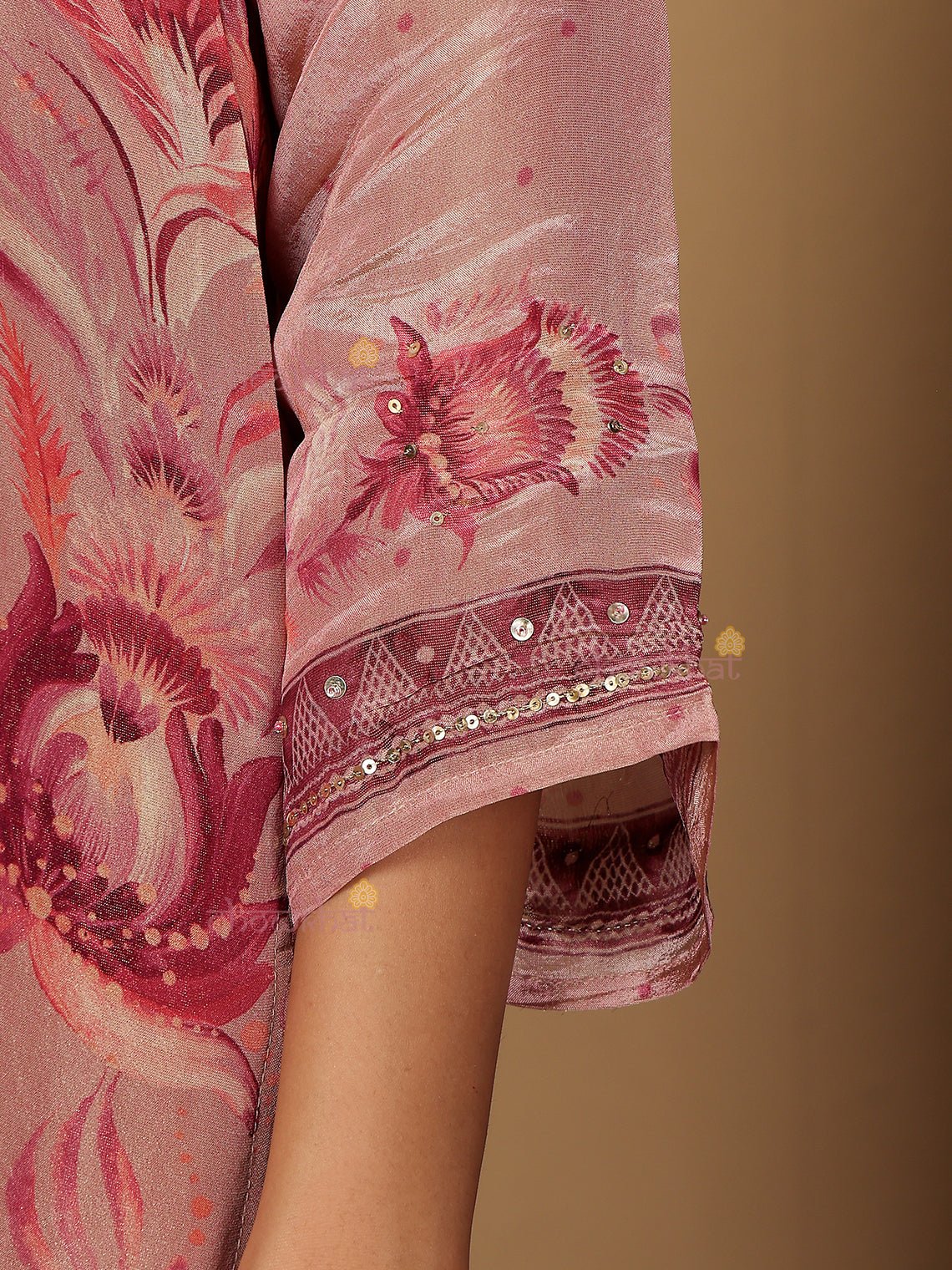 Kusum Tissue Stitched Premium Suit Set with attached Lining & Handwork - Chowkhat Lifestyle